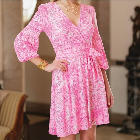 Lilly Pulitzer Dresses & Skirts - Lilly Pulitzer Chase Dress in Pink Blossom Palm Beach Paradise